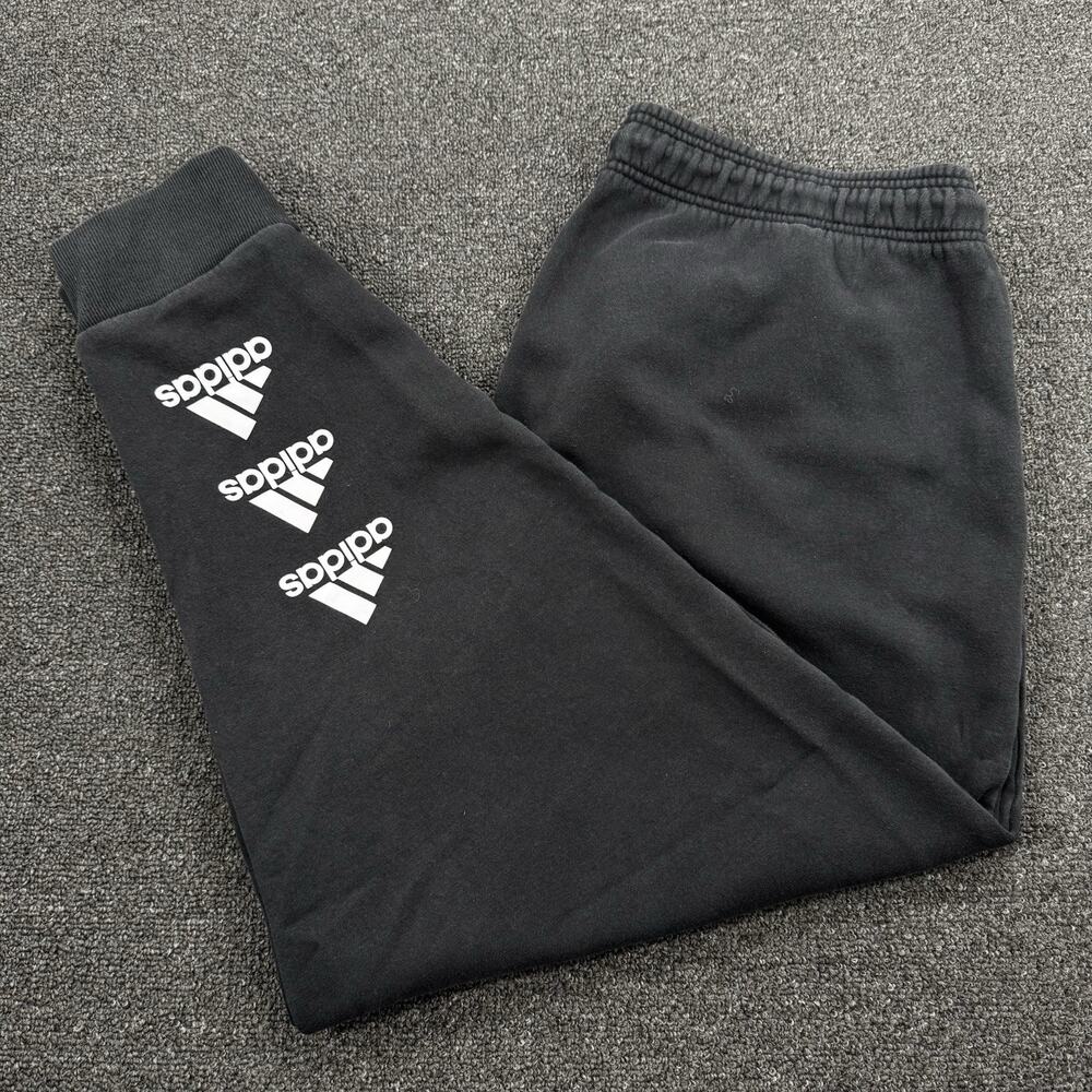 Adidas Womens Black Stacked Logo Fleece Ankle Zip Jogger Pants Plus Size 2XL